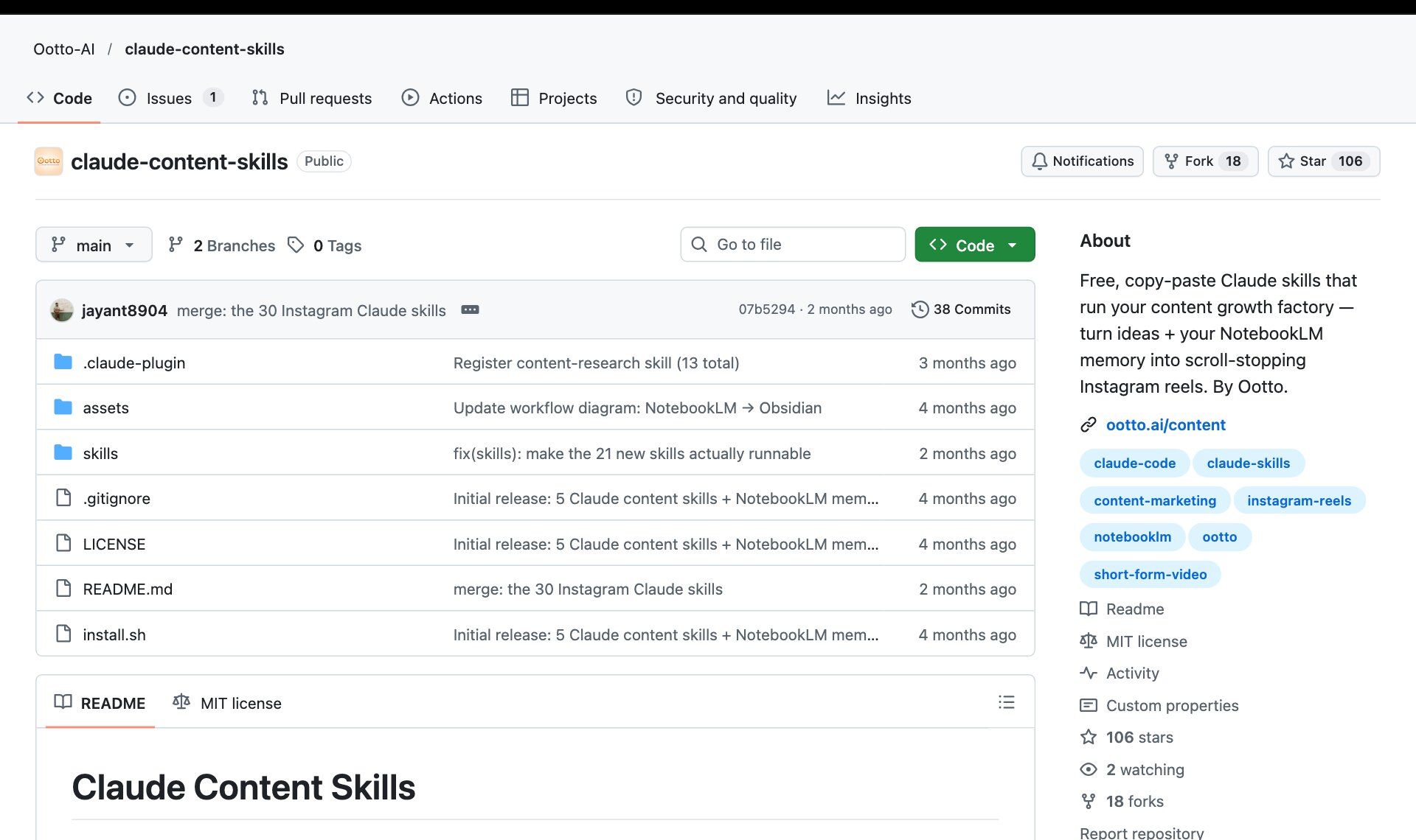 Репозиторий Claude Content Skills на GitHub